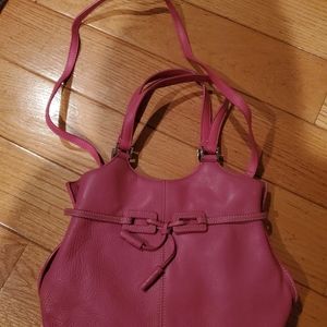 Hot pink leather purse by Sak